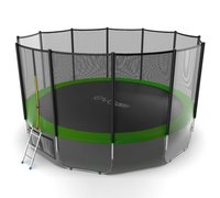 EVO JUMP External 16ft (Green) + Lower net. Батут с внешней сеткой и лестницей, диаметр 16ft (зеленый) + нижняя сеть